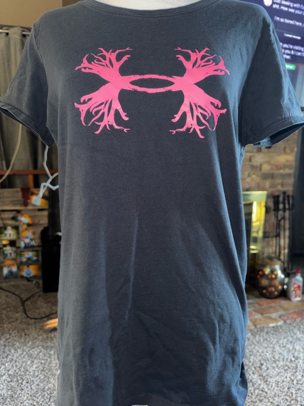 Under Armour Black Short Sleeve Tee with Pink Stylized Logo